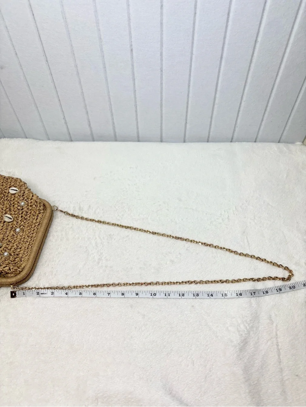 Straw Shell Embellished Crossbody Bag - Natural - Picture 9 of 12